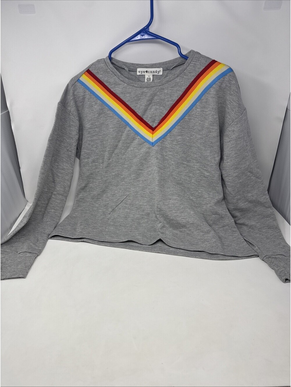 Eye Candy Grey Crop Top Women’s Shirt Size Small